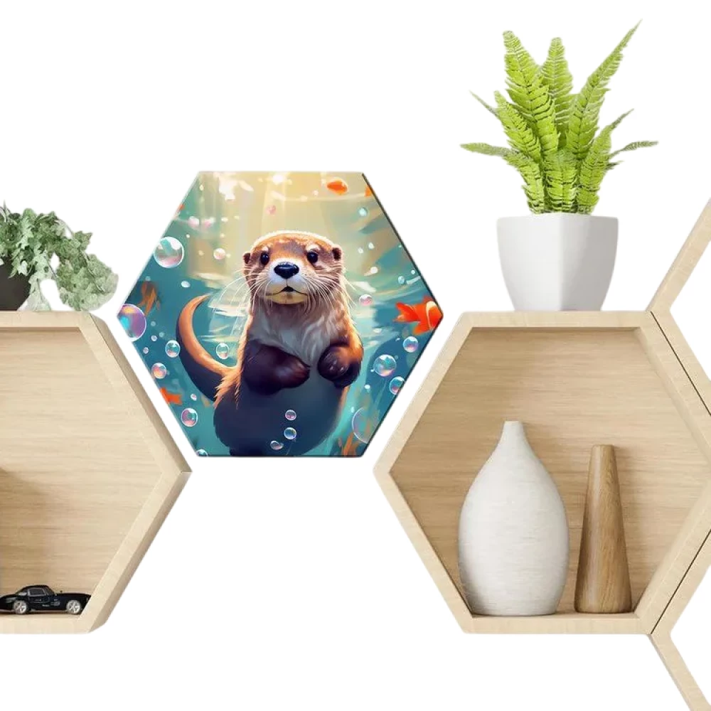 Numerių paveikslas su kristalais iš kristalų. Hexagon. Mielas jūrinis vidras