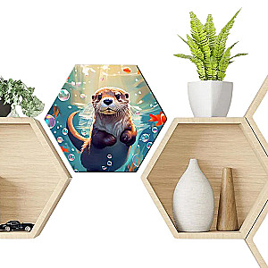 Numerių paveikslas su kristalais iš kristalų. Hexagon. Mielas jūrinis vidras