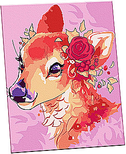 Картина по номерам - Оленёнок с цветком (15 цветов)