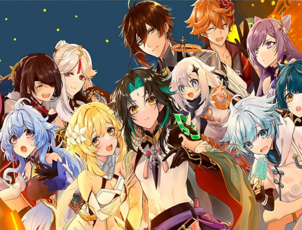 Obraz po numerach - Genshin. Legendarnie bohaterowie Genshin, 30x40cm