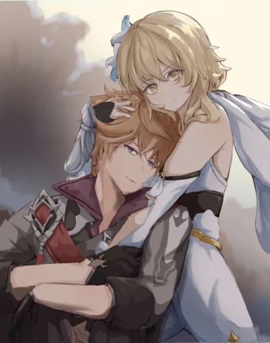 Glezna pēc numuriem - Genshin. Lumina un Tartalja, 30x40cm