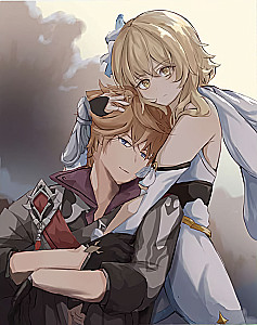 Glezna pēc numuriem - Genshin. Lumina un Tartalja, 30x40cm