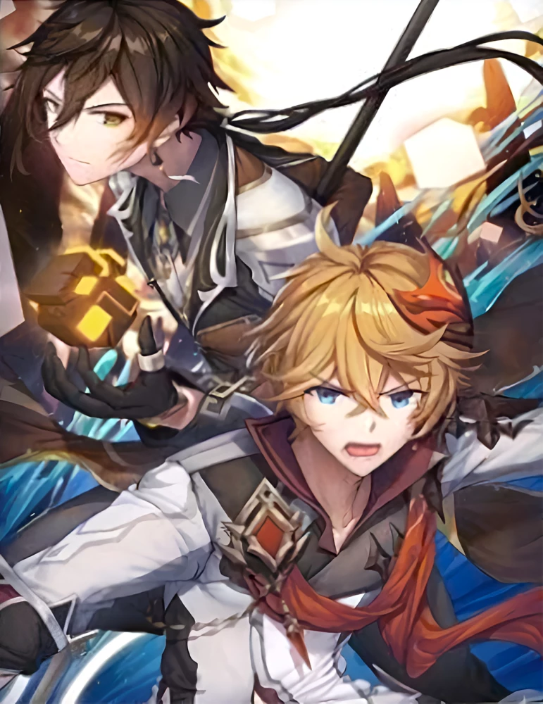 Glezna pēc numuriem - Genshin. Tartalja un Džun Li, 30x40cm