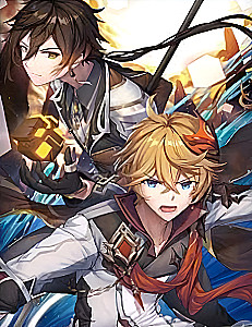 Glezna pēc numuriem - Genshin. Tartalja un Džun Li, 30x40cm