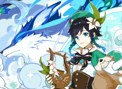 Картина по номерам - Геншин. Венти, 30х40см