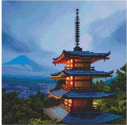 Diamantmosaik - Japanische Pagode, 30x30cm