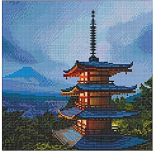 Dimanta mozaīka - Japāņu pagoda, 30x30cm