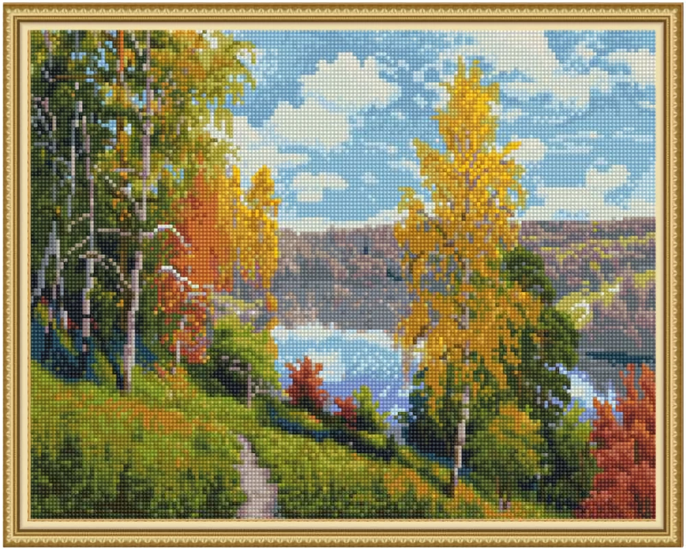 Dimanta mozaīka ar uzklātu rāmi - I. Priščeva. Rudens diena, 40x50cm