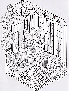 Blumen Gewächshäuser: Malbuch