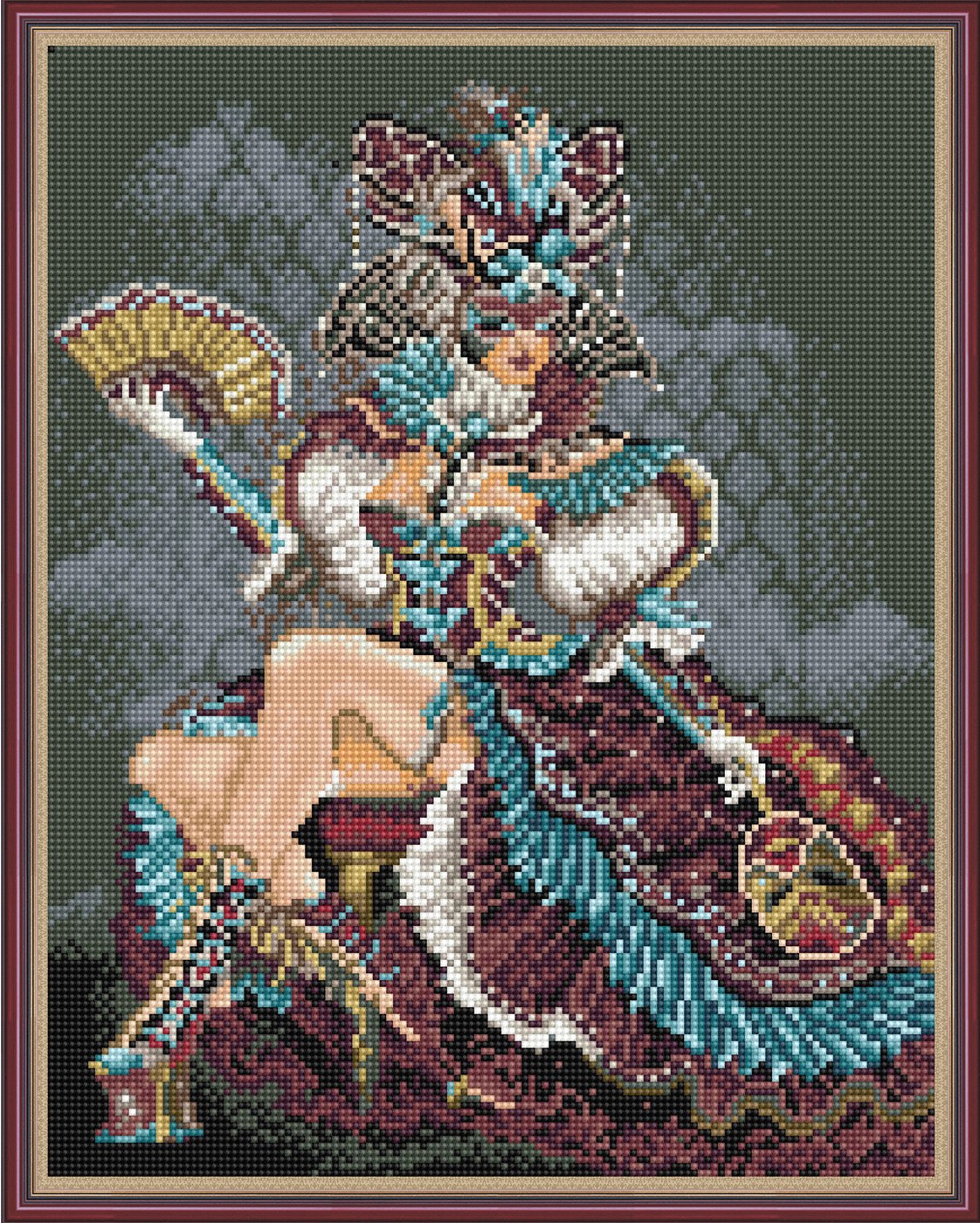 Diamantmosaik mit aufgedrucktem Rahmen 40x50 cm - Venezianischer Karneval