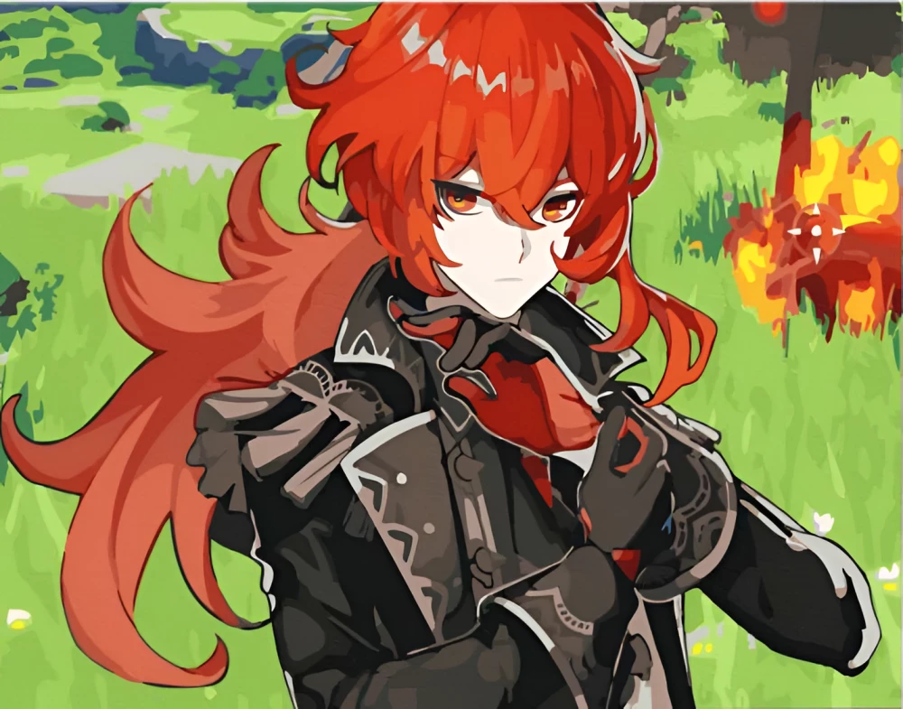 Картина по номерам - Геншин. Дилюк, цветной холст, 30х40см