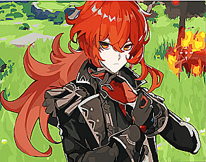 Картина по номерам - Геншин. Дилюк, цветной холст, 30х40см