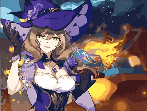 Glezna pēc numuriem - Krāsains audekls Genshin, Liza, 30x40cm