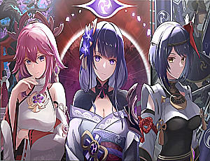 Glezna pēc numuriem - Genshin. Yaē Miko, Raiden, 30x40cm