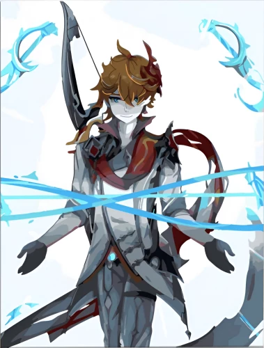 Glezna pēc numuriem - Krāsains audekls. Genshin. Tartalja, 30x40cm