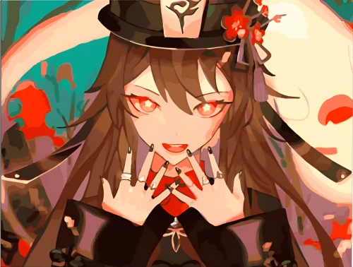 Numbered Painting - Color Canvas Genshin. Hu Tao, 30x40cm