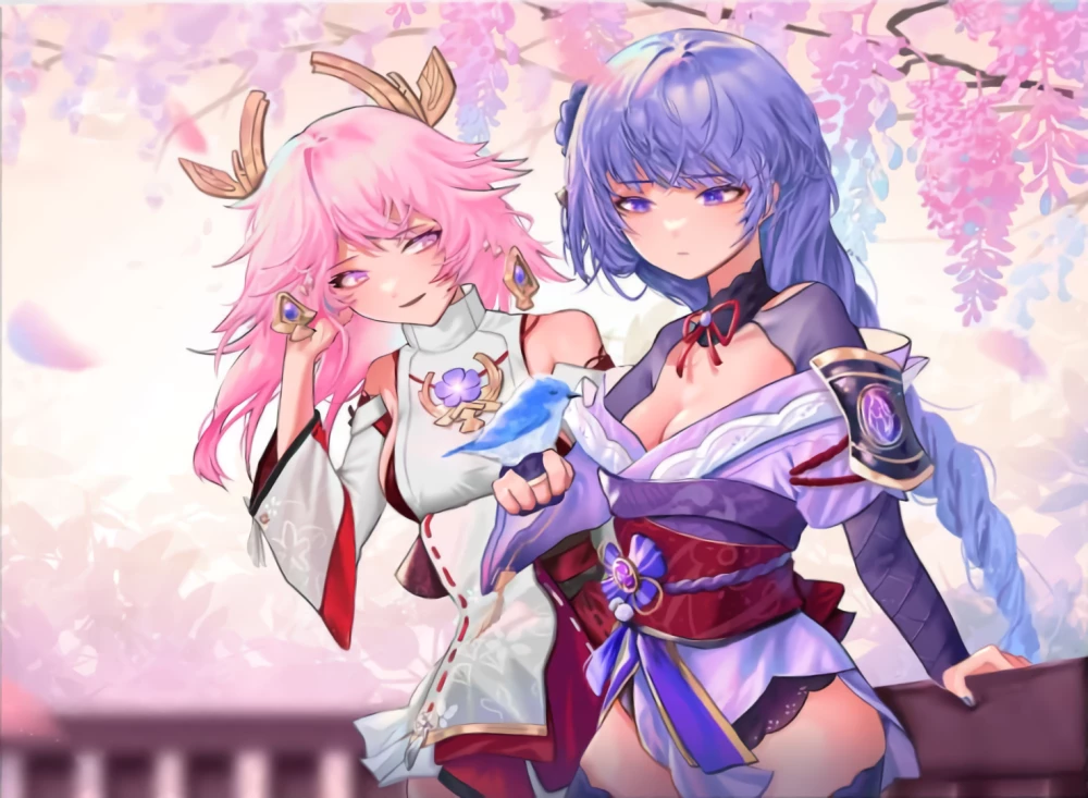 Glezna pēc numuriem - Genshin. Jaē Miko un Raiden, 30x40cm