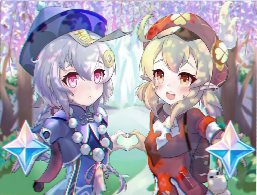 Glezna pēc numuriem - Genshin. Cī Cī un Kli, 40x30cm