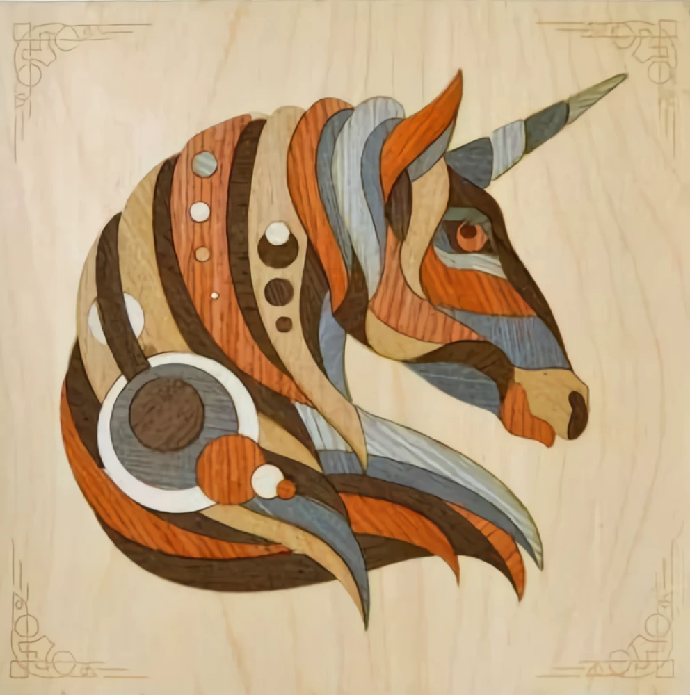 Glezna uz koka - Brīnišķīgais vienradzis, 25x25cm