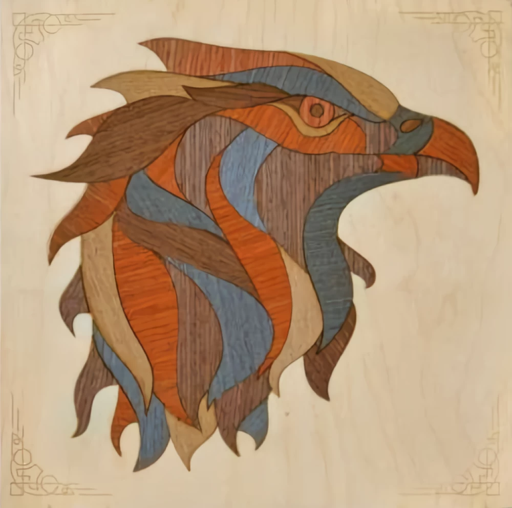 Glezna uz koka - Zelta griffons, 25x25cm