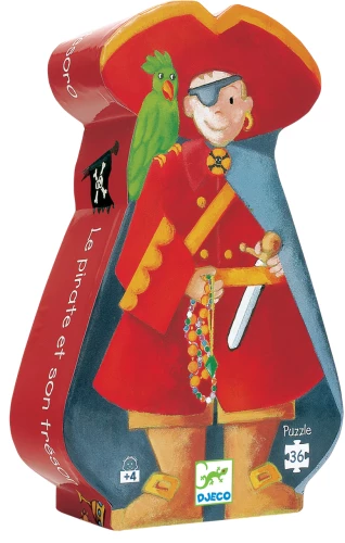 Пазл силуэт Пират и сокровища, 36 деталей.