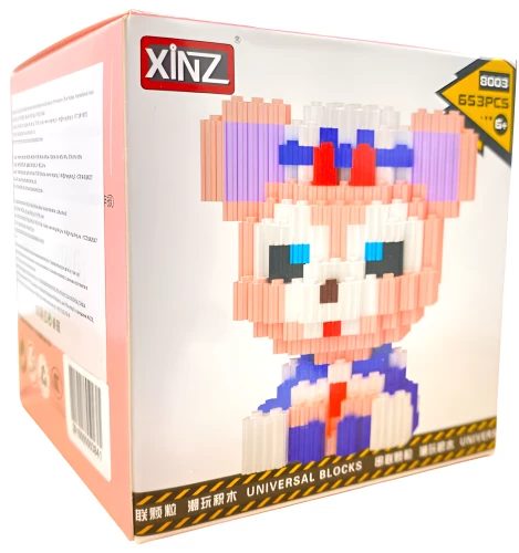Конструктор - Xinz. Медведь розовый, 653 детали