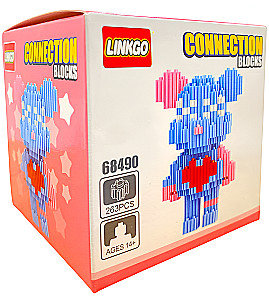 Конструктор - Linkgo. Медведь синий с сердцем, 263 детали