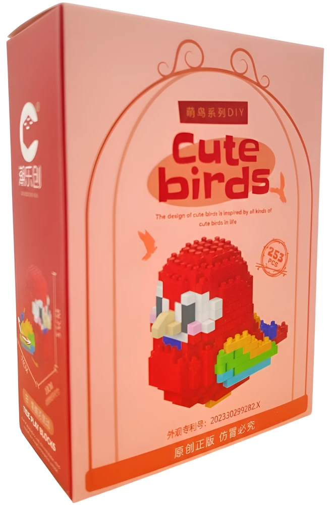 Constructor - Cute birds. Red parrot, 253 pieces