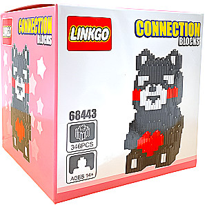 Конструктор - Linkgo. Медведь чёрный с сердцем, 346 деталей