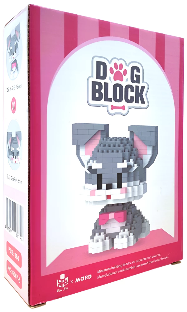 Конструктор - Dog Block. Собака с бантиком, 384 детали