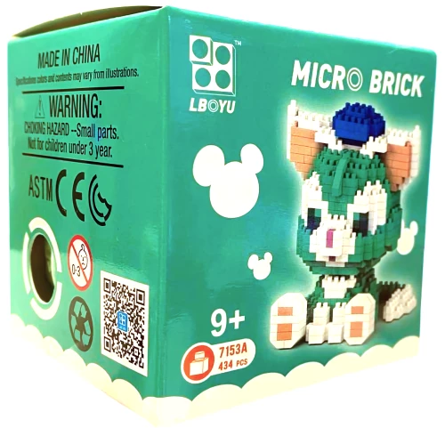 Конструктор - Micro brick. Кот зелёный, 434 деталей
