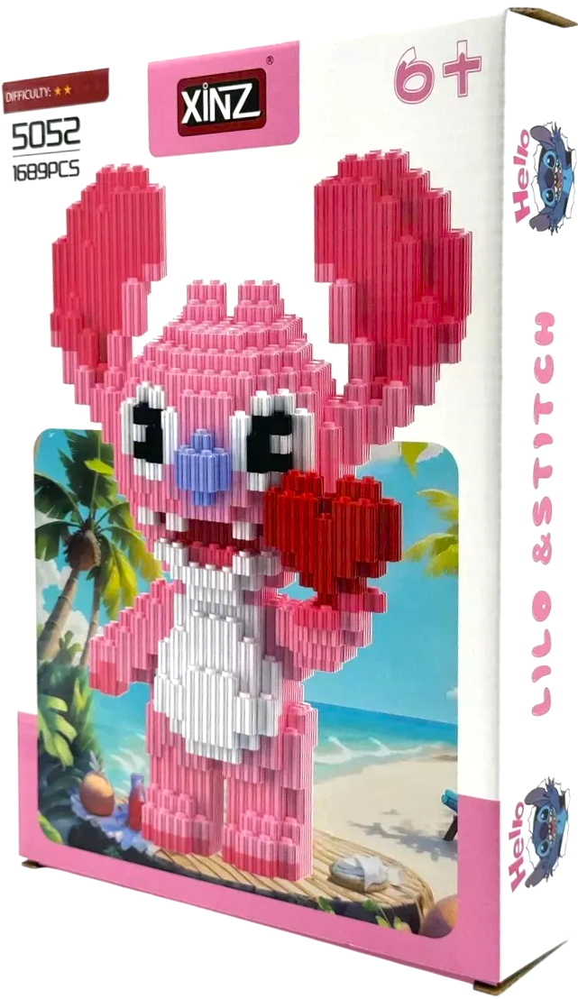 Konstruktors - Xinz. Stitč Eņģelis ar sirdi, rozā, 1689 detaļas