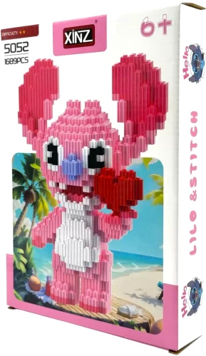 Конструктор - Xinz. Ститч Ангел с сердцем, розовый, 1689 деталей