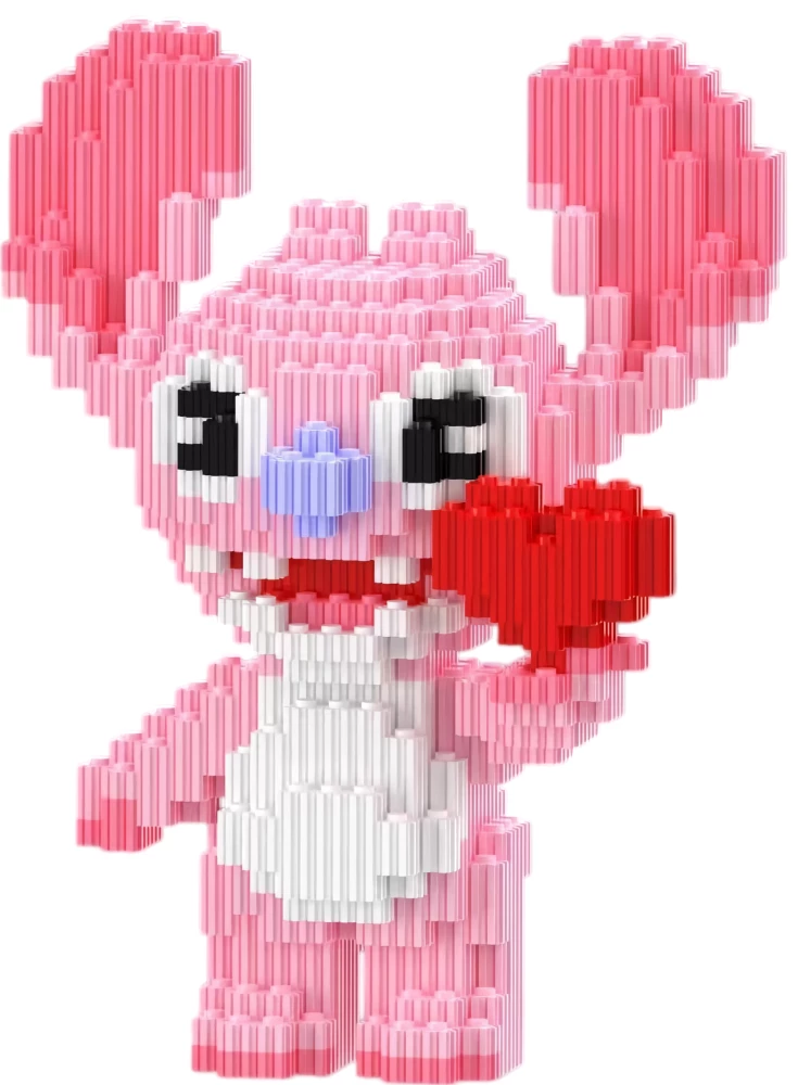 Конструктор - Xinz. Ститч Ангел с сердцем, розовый, 1689 деталей