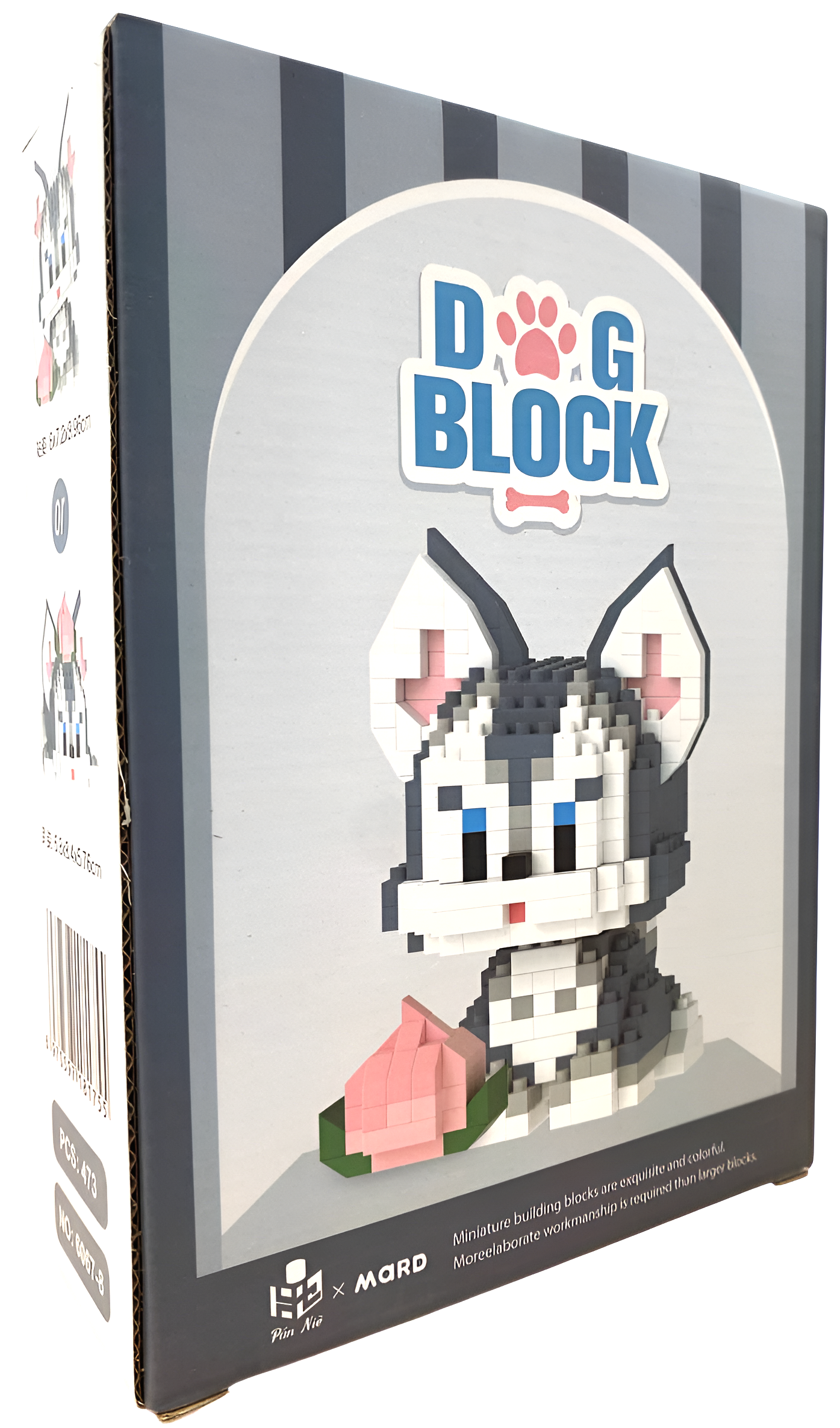 Constructor - Dog block. Gray-white dog, 473 pieces