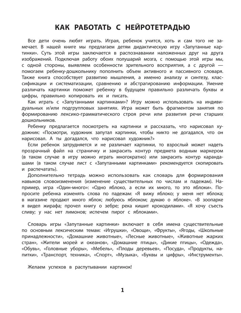 Tangled Pictures. Correction of Optical Dysgraphia: A Working Neuro-Notebook for Preschoolers