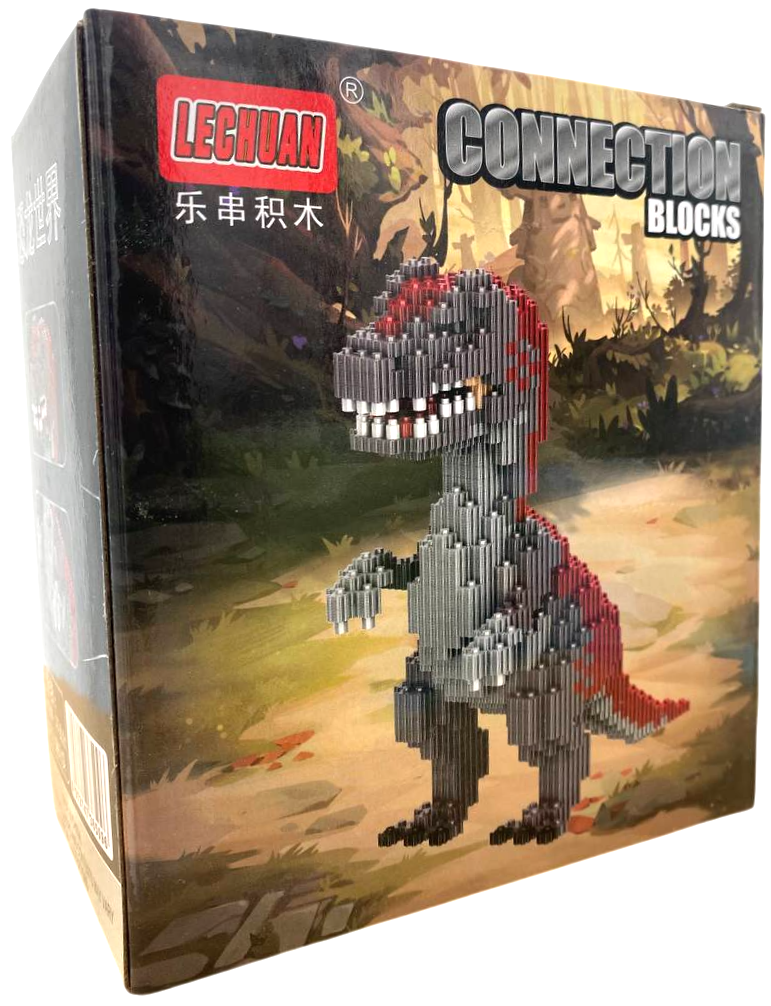 Konstruktors - Lechuan. Dinosaurus, pelēks ar sarkanu, 731 detaļa