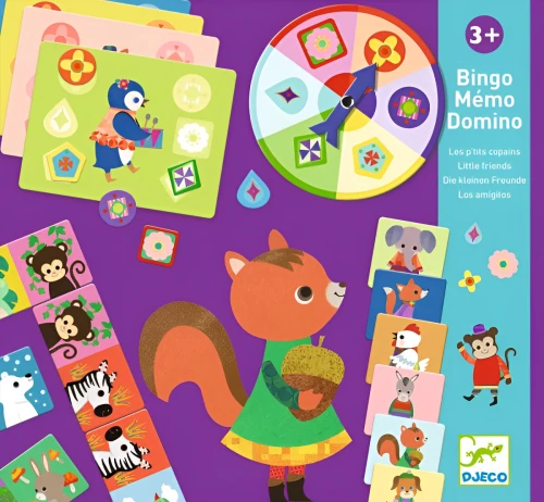 Galda spēles - Mazie draugi. Memo, Loto, Domino