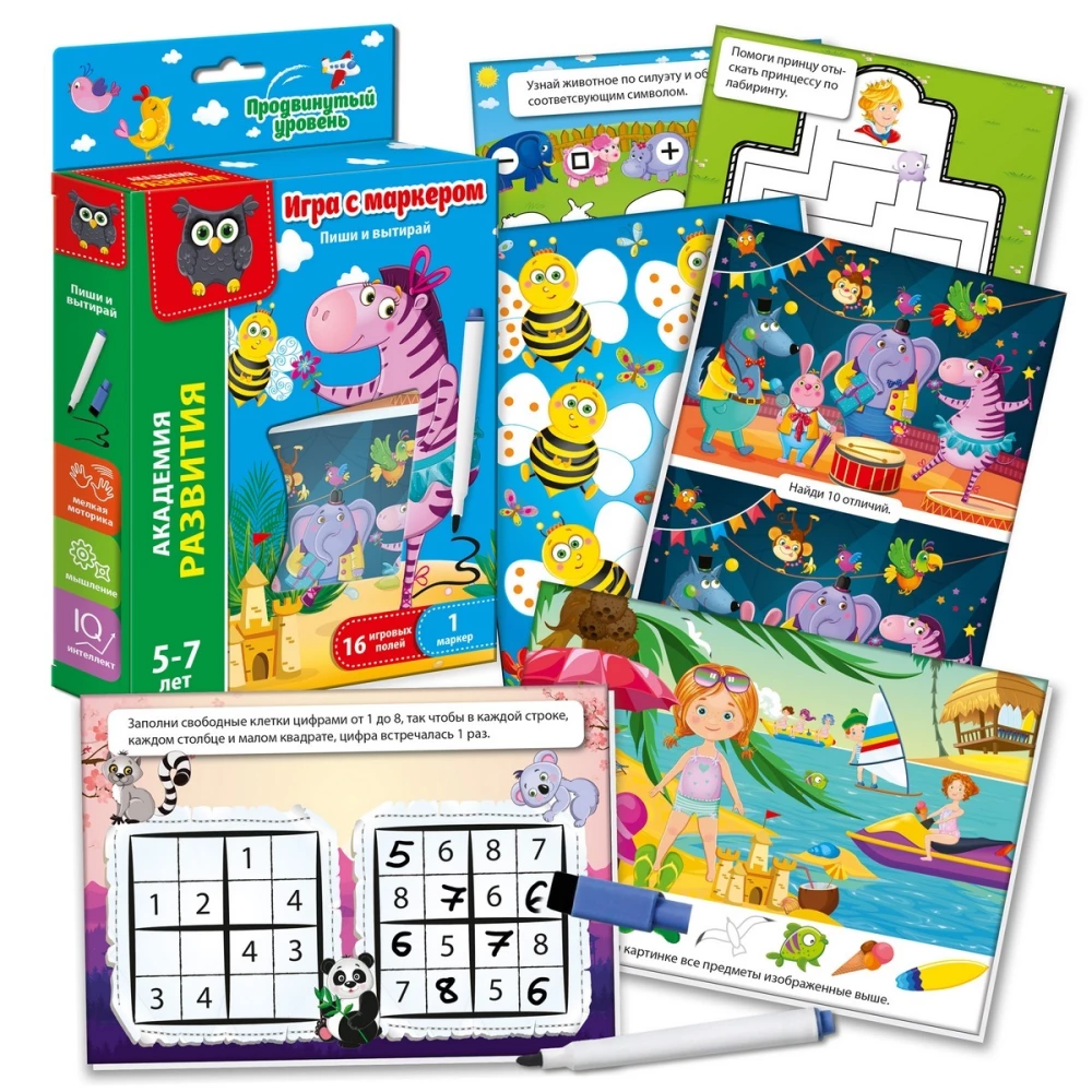 Kirjuta ja pühkige. Zeebra. Edasijõudnute tase.