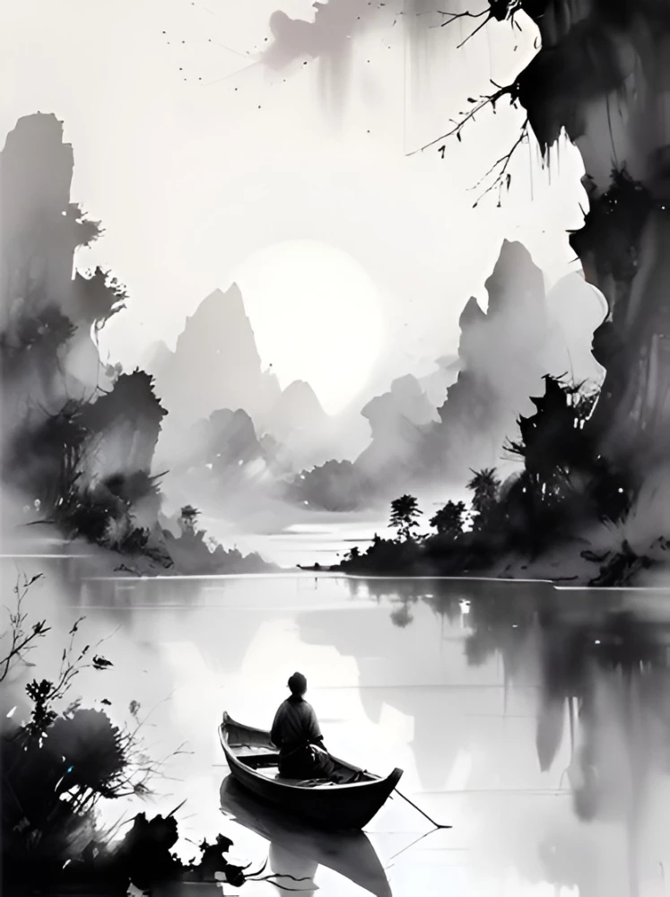 Glezna pēc numuriem ar spīdīgu krāsu - Japāņu zvejnieks, 40x50cm