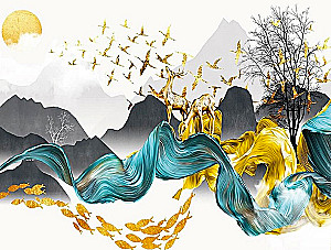 Glezna pēc numuriem ar zeltu - Augšup, 40x50cm