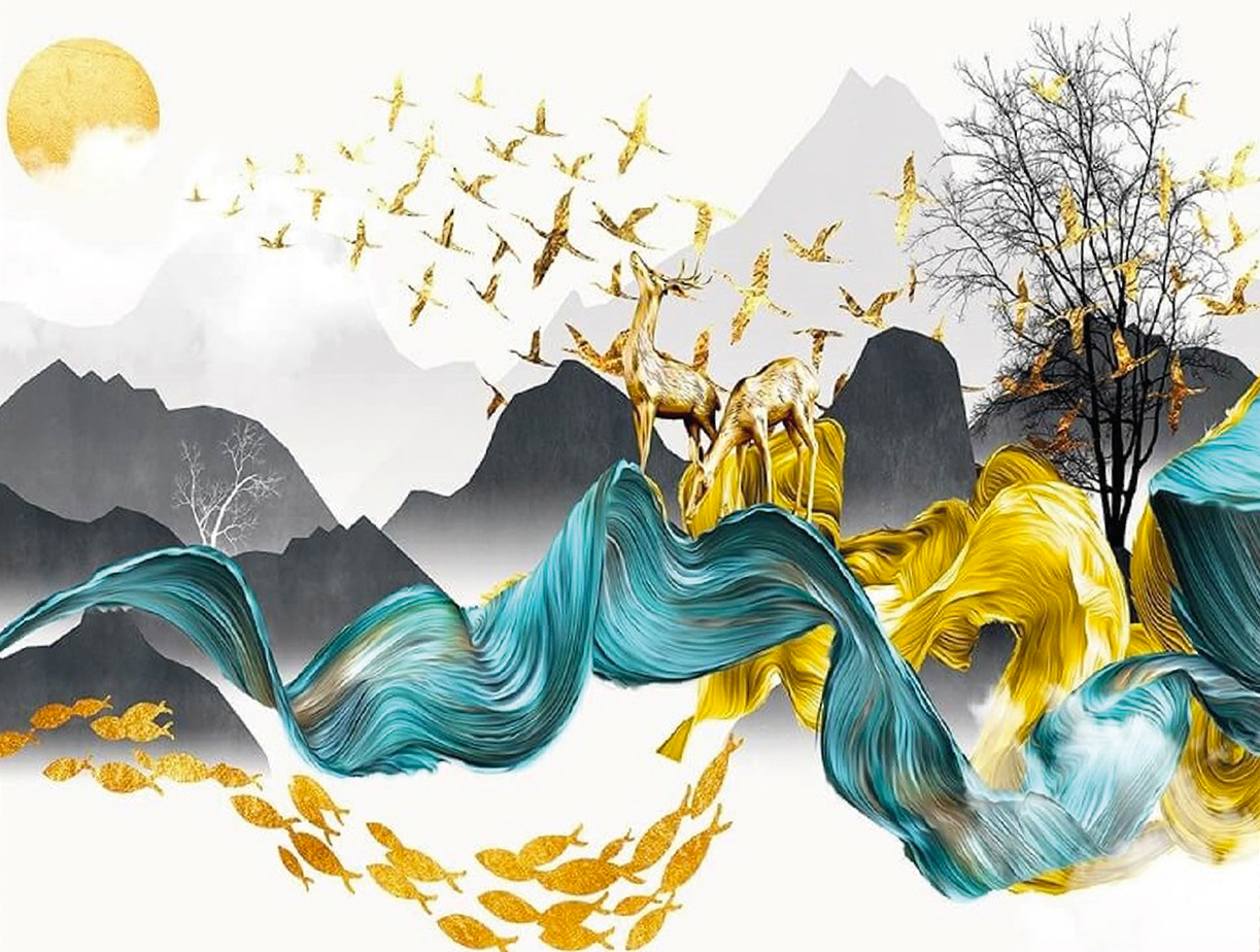 Zahlenmalerei mit Goldfolie - In die Höhe, 40x50cm