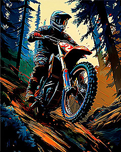 Glezna pēc numuriem - Motokross, melns audekls, 40x50cm