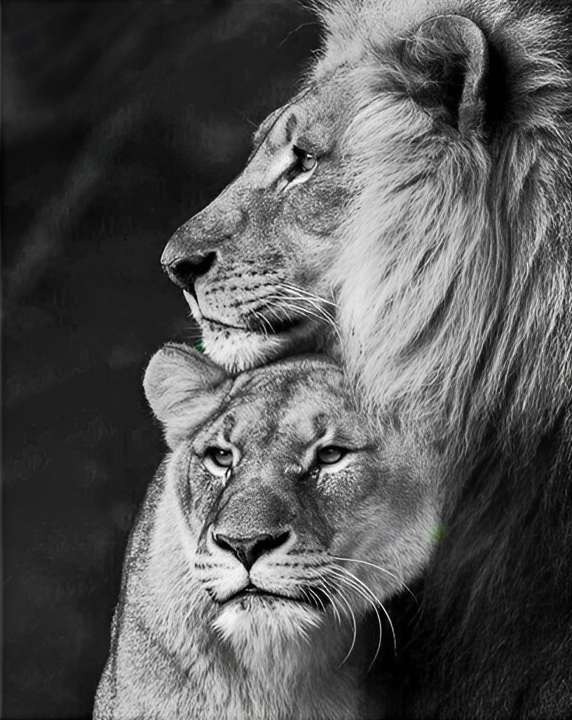 Malerei nach Zahlen - Löwe und Löwin, 40x50cm