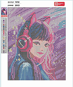 Dimanta mozaīka - Meitene austiņās, 20x25cm