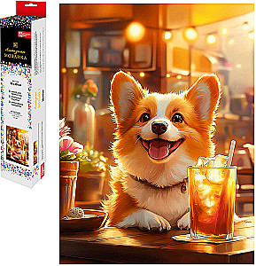 Dimanta mozaīka - Korgijs ar limonādi, 30x40cm