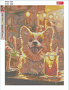 Dimanta mozaīka - Korgijs ar limonādi, 30x40cm