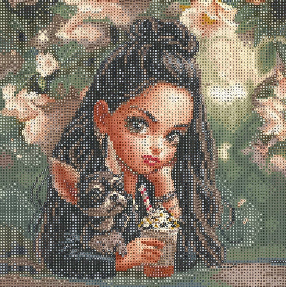 Dimanta mozaīka uz apakšrāmja - Mulatka ar sunīti, 30x30cm