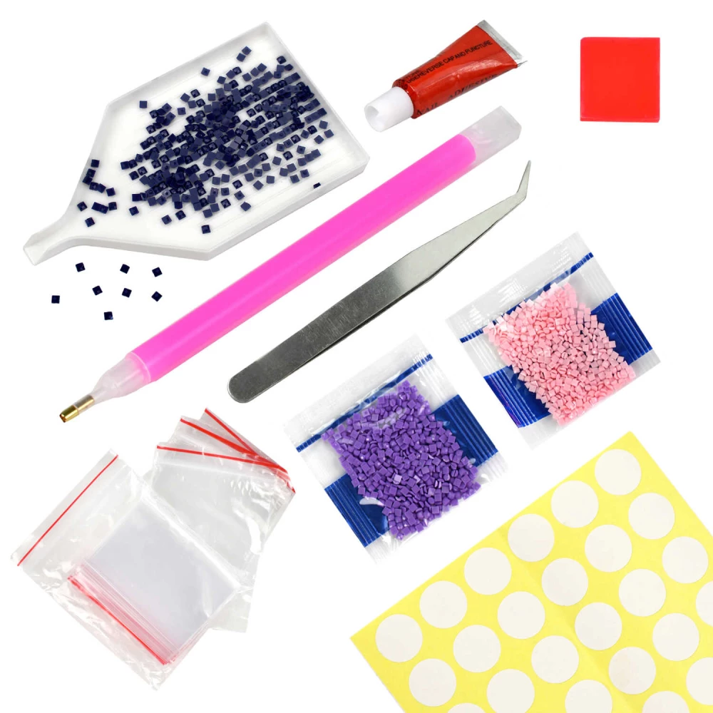 Dimanta mozaīka uz apakšrāmja - Rozā lācis, 30x30cm