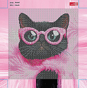 Dimanta mozaīka uz apakšrāmja - Glamūrīgā kaķenīte, 30x30cm